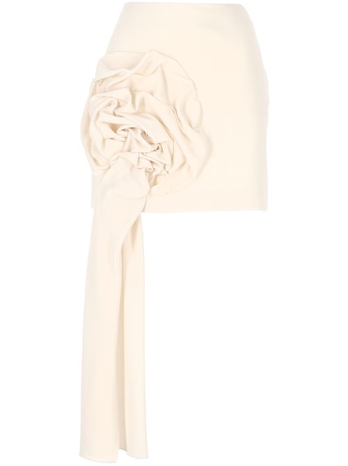 ZULIA - Mini skirt with draped rose - White MARELLA | 2513101018200312001